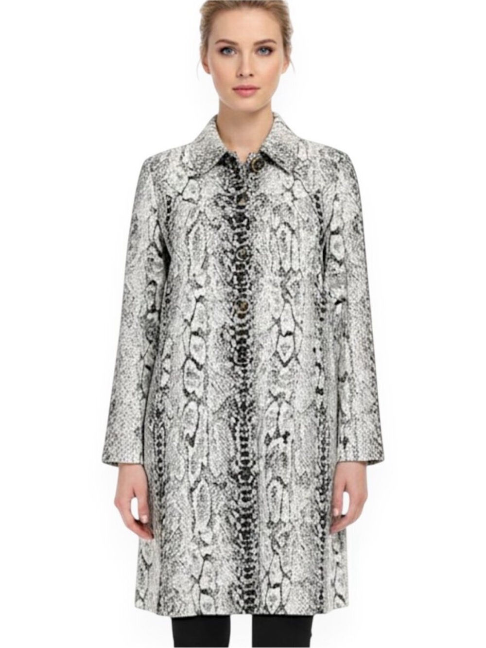 St. John Collection Women’s Snake Skin Print Santana Knit Over Coat Jacket Sz 16